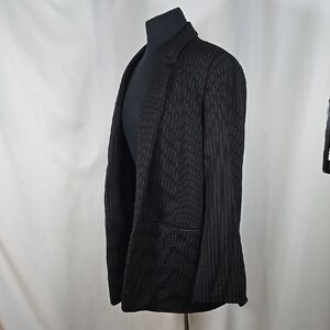 VINCE CAMUTO Split Sleeve Black Pinstripe Blazer Striped Classic Fit